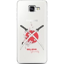 Samsung Uyumlu A5 2016 Sakura Sword Tasarımlı Süper Şeffaf Telefon Kılıfı Çok Renkli