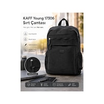 Kaff Young 17306 Siyah Laptop Bölmeli Çok Cepli Fonksiyonel Kadın Sırt Çantası