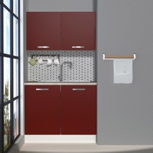 Decoraktiv Mini 100 Mdf Hazır Mutfak Dolabı - Tezgah Dahil - Bordo
