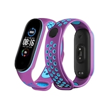 Xiaomi Mi Band 7 Uyumlu Spor Delikli Kordon - Mor-mavi