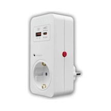 FarF3338 Akım Ve Şok Korumalı Tekli Priz Usb & Type-c Şarj Girişli