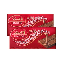 Lindor Sütlü Çikolata Tablet 100g X 2 Li Paket Yumuşak Dolgulu İsviçre Çikolatası