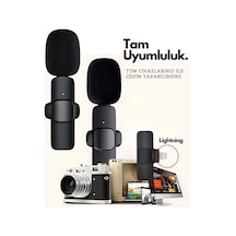 Type-c Çiftli Kablosuz Yaka Mikrofon Seti Telefon Vlog Canlı Yayın Tiktok Youtube Uyumlu Bayi Depom