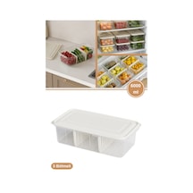 Flora 3 Bölmeli Kapaklı Organizer 6 Litre, Büyük Boy Sebze Meyve Düzenleyici Buzdolabı Saklama Kabı Beyaz