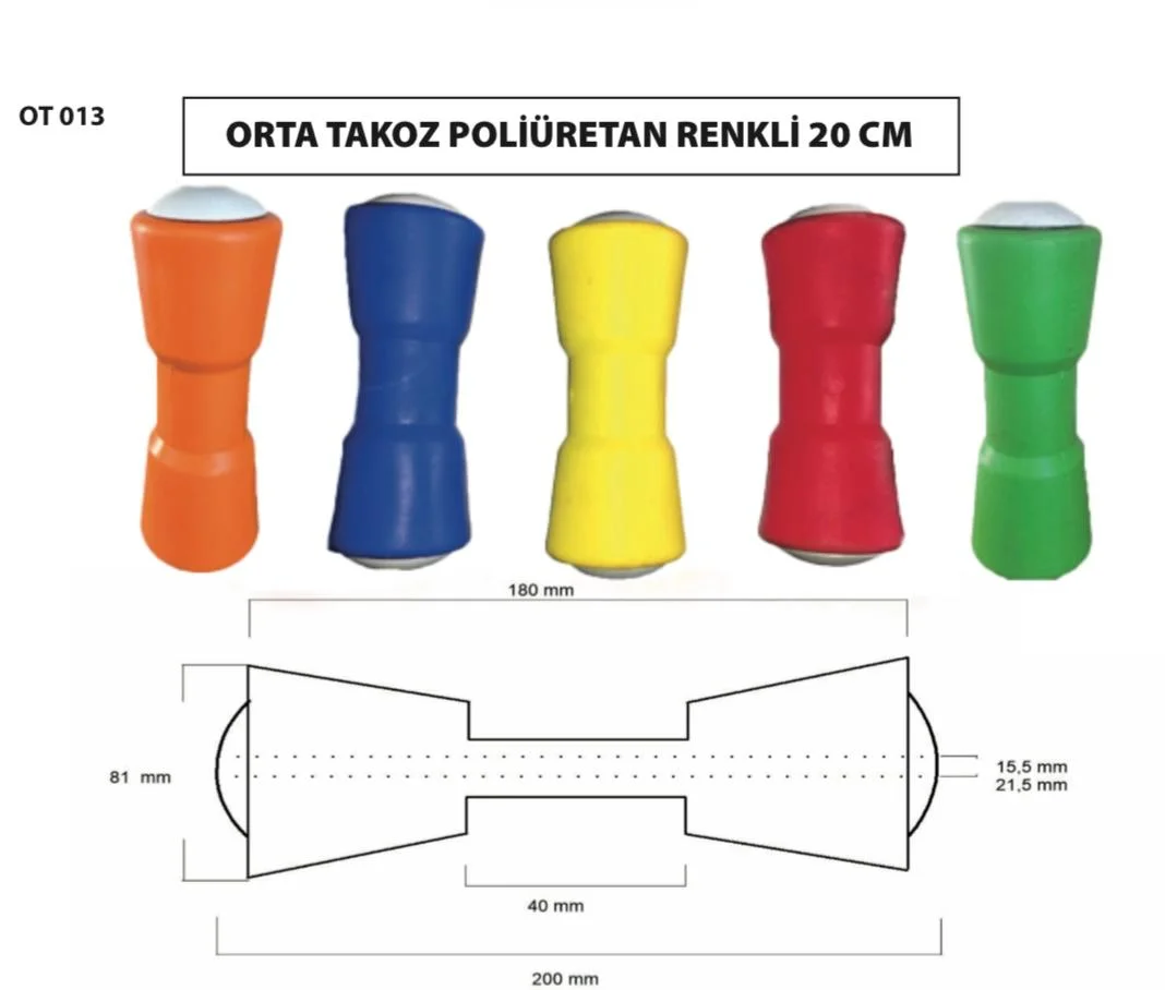 Tekne Römorku Poliüretan Orta Makara Takozu 20 Cm Yeşil Renk