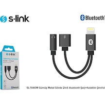 S-link Sl-ta40m Lightning Gri Metal 2in1 Bluetooth Şarj+kulaklık Çevirici