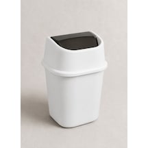 Beyaz Çöp Yut Çöp Kovası 6 L - Sallanır Kapaklı Kompakt Banyo Odası Ve Masa Altı Çöp Kutusu