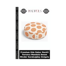 Premium Oda Dekor Renkli Turuncu Mandala Desen Minder Karabuğday Dolgulu