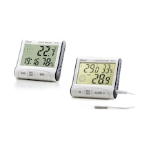 Diwu Dc102 Ve Dc103 İç Dış Max-min Prob Termometre Nem Ölçer Saat Seti