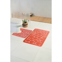 Buççin Online Mağaza Standart Bubbles Turuncu 50x80 Cm + 50x40cm 2'li Banyo Paspası Polipropilen Orta 6 - 12 Mm Turuncu Çok Renkli