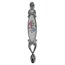 Miray 128 Mm Metal Krom Kasa Beyaz Çiçek Desenli / 5 Adet Gümüş