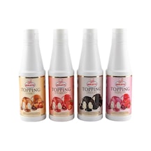 Ovalette Topping 4 Lü Sos Seti Çilek, Karamel, Çikolata Ve Frambuaz 1 Kg Waffle, Pancake Ve Tatlı Sunumları İçin Profesyonel Sos Seti