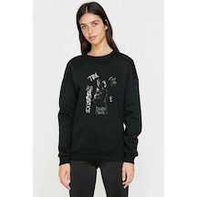 Death Note Justice Baskılı Siyah Kadın Sweashirt