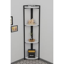 Metal Köşe Raf 4 Katlı Dekoratif Üçgen Raf Beyaz