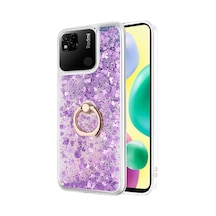 Xiaomi Redmi 10a İçin Kılıf Glitter Liquid Holder Mor Redmi 10a İle Uyumlu Kılıf - Mor