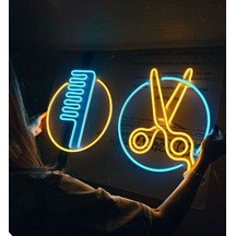 Led Işıklı Kuför Berber Duvar Tablo