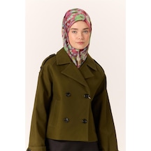 Silk Home İnce Pamuk Soft Eşarp Narçiçeği-mint Yeşili Desenli Kaymaz Dokulu Tok Duruşlu 90x90 Çok Renkli