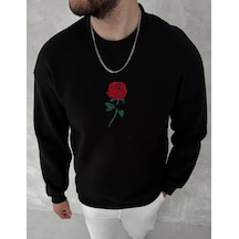 Freedom Storee Erkek 3 İplik Pamuklu Bisiklet Yaka Ön Ve Arka Baskılı Sweatshirt - Siyah Çok Renkli