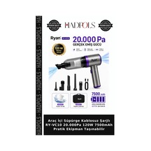 Araç İçi Süpürge Kablosuz Şarjlı Ry-vc10 20.000pa 120w 7500mah Pratik Ekipman Taşınabilir