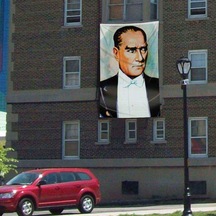 Sivil Mustafa Kemal Atatürk Portre Poster Cephe Bayrağı -bayrak -3x4,5 Metre 1
