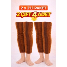 Fitonly Yün Termal Medikal Dizlik 47 Cm Soğuk Hava Ve Eklem Hassasiyetine Karşı Uzun Boy Diz & Baldır Isıtıcı 2 Çift / 4adet Kahverengi