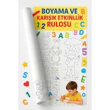 Okul Öncesi Eğitici Boyama Rulosu Harf, Sayı, Şekil, Çizgi Ve Eşleştirme Etkinlikleri