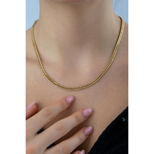 14 Ayar Altın Sık Gurmet Zincir Kolye 4 Mm Pembe Altın