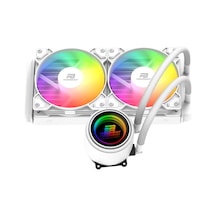 Powerboost 240mm Cırcle 240w Pb-lcs-cr240w Rainbow Fanlı Am5-1851p Sıvı Soğutmalı İşlemci Fanı Beyaz