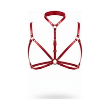 İkikareshop Kırmızı Göğüs Harness Deri Boyunluklu O Halka Detaylı - Brf197 Çok Renkli