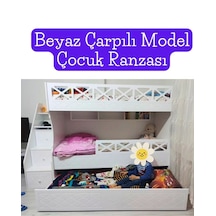 Beyaz Çarpılı Model Çocuk Ranzası