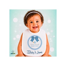 Kişiye Özel Baby Boy Keten Bebek Mama Önlüğü Yumuşak - Emici - Yıkanabilir - Özel Tasarım P072 Çok Renkli
