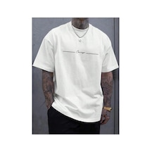 Medinenur Cousage Yazı Detaylı Basic T-shirt Beyaz