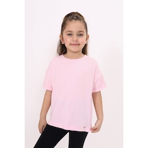 Toontoy Kids Toontoy Kız Çocuk Baskılı Bisiklet Yaka Kısa Kollu Tişört Fusya