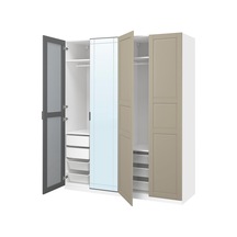 Pax Gardırop, Beyaz-aynalı Cam-gri-bej, 200x66x236 Cm