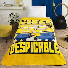Taç Lisanslı Tek Kişilik Çocuk Battaniye 160x220 -minions 4 Sarı Sarı