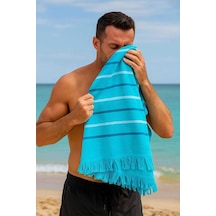 Peştemal Plaj Havlusu %100 Pamuklu 70x150 Cm Turkuaz Waves Çok Renkli