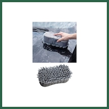 Bezos Çift Taraflı Mikrofiber Şönil Tüylü Araba Oto Yıkama Kurulama Temizlik Süngeri 23x12x6cm Gri Bzs01