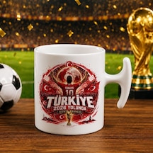 Bk Gift Türkiye Taraftar Temalı Dünya Futbol Kupası Tasarımlı Hammer Kupa Bardak-6 Tek Yürek Milli Takım Ruhu Beyaz