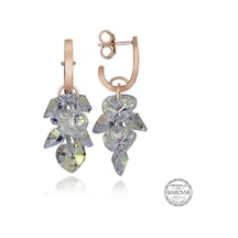 Swarovski Crystal Taşlı Gümüş Kalp Salkım Sallantılı Çivili Kadın Küpe Diğer