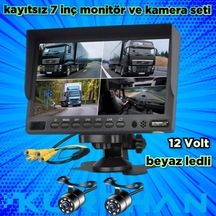 7 İnç Kayıtsız Monitör Ve 2 Adet Beyaz Ledli Kelebek Kamera 12 V