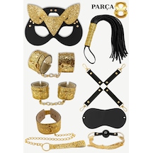 Motto10 Butik 8 Parça Gold Maskeli Fantezi Aksesuar Seti 4012 Altın - Siyah
