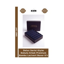 Grey Cat Delux Serisi Giyim Dokulu Erkek Premium Bambu Lacivert Boxer 6'lı Lacivert-6