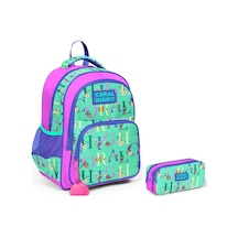 Coral High Yeşil Pembe Kız Çocuk İlkokul Sırt Çantası Ve Kalemlik Seti