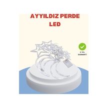 Yıldız Ay Tasarımlı Prizli Perde Led Işık İç Mekan Dekoru Belirtilmemiş Belirtilmemiş