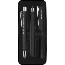 Faber-castell Poly Ball Dolma Kalem Ve Tükenmez Kalem Metal Kutulu Hediye Seti Siyah