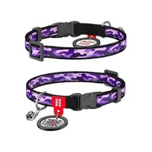 Waudog Collar Qr Pasaportlu Kedi Ve Ufak Irk Köpek Boyun Tasması 20-30 Cm, 10 Mm, L, Purple Camo