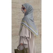 Qalortex Scarf Monogram Desen B.boy Eşarp-yağ Yeşil Yağ Yeşili