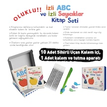 İzli Abc Ve Sayıcıklar Kitabları Oluklu Seti 1adet Sihirli Uçan Kalem - Tutma Aparatı, 10 Adet Kalem İçi