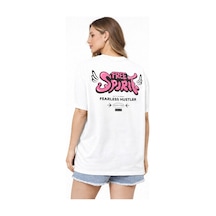 Herkesemoda Free Spirit Yazı Detaylı Basic T-shirt Beyaz