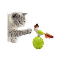Tekerlekli Hacıyatmaz Kuş Kedi Oyuncağı 1 Adet Limon Yeşili